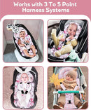 Infant Car Seat Insert, Enlarged Head Support for Baby Carseat, Reversible Newborn Insert with 3 Strap Covers, 2-in-1 Baby Car Seat Cushion for Stroller, Swing, Bouncer, Rocker - Pink Floral by TinyTreasures Baby Boutique