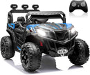 ANPABO 24V 4X4 Ride on Car Truck w/Remote Control, 4WD/2WD Switchable Kids UTV, 19" Spacious Seat, 4 Shock Absorbers, Soft Start, Music Player, Electric Car for Kids (Blue) by TinyTreasures Baby Boutique