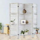 Room Divider with Shelves, Privacy Screen, Room Dividers and Folding Privacy Screens, 4 Panel Wood Temporary Wall Partition Separation Separator, Coconut by CozyNest Decor