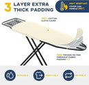 Ironing Board Full Size, RAINHOL Compact Iron Board with Iron Rest, Heat Resistant Cover with Ultra Thick Padding, Height Adjustable Heavy Duty for Home, Dorm, 43x13 Ivory by CozyNest Decor
