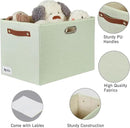 3-Pack Foldable Fabric Storage Bins with Durable PU & Metal Handles, Collapsible Storage Baskets for Shelves, Home Storage, Closet Organizers, Living Room(17"x11.8"x11.8", Sage Green) by CozyNest Decor