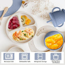 Silicone Baby Feeding Set | Baby Led Weaning Supplies Includes Suction Bowls and Divided Plates, Adjustable Bib, Baby Utensils Spoons and Forks,Cup | Baby Feeding Essentials (Blue Gray) by TinyTreasures Baby Boutique