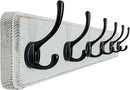 Dseap Coat Rack Wall: 24" Long, Patented, Heavy-Duty, 6-Double-Hooks Wooden Wall Mounted Coat Rack Coat Hanger Hook Rail for Winter Coats Hat Jacket Clothing, White & Black by CozyNest Decor