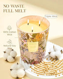 M&SENSE Citrus Water Flower Scented Candles, 35oz 150H Long Lasting, 3 Wick Soy Candles,Natural Aromatherapy Calm Stress Relief, Home Fragrance Housewarming Gifts by CozyNest Decor