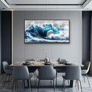 PHAOHUAXM Blue Wave lPaintings Wall Art For Living Room Wall Decor For Bedroom Ocean Inspiration Wall Pictures Office Decor Posters Modern Printing Canvas Artwork Home Decor Black Framed 20x40 In by CozyNest Decor