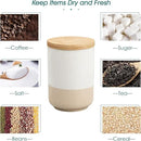 vancasso Sabine Ceramic Canister Set with Airtight Wood Lids - 4-Piece Small Kitchen Storage for Coffee, Sugar, Tea & Spices (18 oz Each) - Compact Countertop Jars by CozyNest Decor