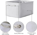 TheWarmHome Storage Basket for Gifts Empty - Large 3 Pack 15.7x11.8x8.2 inch Storage Basket for Organizing with Handles, Canves Storage Bins for Organizer Closet Toy Cubes Gift (White) by CozyNest Decor