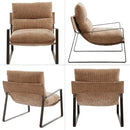 DUOMAY Mid-Century Accent Chairs Armchair Set of 2, Comfy Chenille Leisure Chairs Lazy Chairs with Brozen Metal Leg for Living Room Bedroom Office Apartment, Khaki by CozyNest Decor