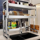Kitchen Sink Rack Sink Above The Dish Drain Dish Washing Rack Stainless Steel Multifunctional Dish Storage Rack,Over The Sink Drying Rack for Dishes(2,75cm/29.5in) by CozyNest Decor