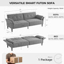 89” Futon Sofa Bed, Comfy Futon Couch Bed with 2 Square Pillows, Convertible Sleeper Sofa with Adjustable Backrest& Armrests, Modern Loveseat Sleeper for Living Room, Bedroom, Light Gray by CozyNest Decor