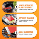 MEKER Grill Brush Bristle Free, Grill Cleaner Brush with 3 BBQ Replacement Head, Seamless Scraper Tool for Cast Iron, Stainless Steel Grates, Safe Grill Scraper Outdoor BBQ Grill, Red by GreenHaven Gardens