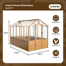 Wooden Greenhouse 6x10 FT, Walk-in Greenhouse for Outdoors with 6MM Thick Polycarbonate Panel and Adjustable Roof Vents, Garden Backyard, Wood Colour by GreenHaven Gardens