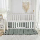 Brandream Gender Neutral Boho Bohemian Baby Girl Boy Nursery 3 Pieces Crib Bedding Set Solid Green Farmhouse Chic Ruffle Unisex Cozy 100% Washed Cotton by TinyTreasures Baby Boutique