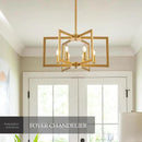 Modern Farmhouse Gold Chandeliers for Dining Room, 6-Light Industrial Metal Chandeliers Geometric Pendant Lights Kitchen Island for Entryway Stairway Foyer Hallway by CozyNest Decor