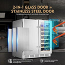 Wine and Beverage Refrigerator, 24 Inch Stainless Steels Beverage Fridge Dual Zone, Wine Beverage Cooler Built-in or Freestanding with Upgraded Cooling, 20 Bottles and 88 Cans Large Capacity by CozyNest Decor