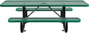 Global Industrial 8'L Rectangular Picnic Table, ADA Compliant, Expanded Metal, Green Thermoplastic Coating, Attached Benches, 1-1/2” Umbrella Pole Hole, Outdoor-Rated by GreenHaven Gardens