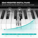 MUSTAR Digital Piano 88 Key Weighted with Stand, 88 Key Semi Weighted Keyboard Piano MEP-1400, Electric Piano Keyboard 88 Keys for Beginners, 2x25W Stereo Speakers, Case, Sustain Pedal, ABS, White by TinyTreasures Baby Boutique