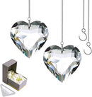 Clear Crystal Suncatcher, 2pc 45mm Heart, Handmade Prism Pendant for Windows, Outdoor Indoor Hanging Ornament, Rainbow Maker Gifts for Mom, Grandma, Friends (2 Hearts, Clear) by GreenHaven Gardens