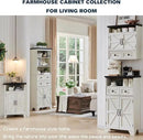 Corner Bathroom Cabinet, Farmhouse Small Corner Cabinet with Barn Door & Adjustable Shelf, Storage Cabinets for Bathroom, Kitchen, Living Room, Off White by CozyNest Decor