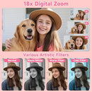 Digital Camera, Autofocus 4K 64MP Point and Shoot Digital Cameras for Teens with 64GB Card, 18X Zoom Anti-Shake Compact Video Camera for Student Kids Boys Girls Beginner - Pink by TinyTreasures Baby Boutique