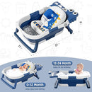 MoreFeel Collapsible Baby Bathtub for Newborn with Thermometer & 1 Hooded Towel & 1 Soft Floating Cushion,Portable Travel Bathtub with Drain Hole, Durable Foldable Baby Tubs for Infants to Toddler by TinyTreasures Baby Boutique