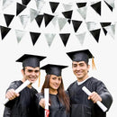 Black and Silver Party Decorations Triangle Pennant Banner Flag Metallic Fabric Bunting Garland for Birthday Graduation Retirement Wedding Bachelorette Bridal Shower Engagement Disco Party Supplies by GreenHaven Gardens