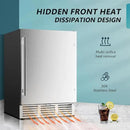 EUHOMY 24 Inch Beverage Refrigerator, Built-in and Freestanding Beverage Cooler 180 Can, Under Counter Beverage Fridge with Stainless Steel Door, Outdoor Refrigerator for Soda, Beer, Wine by CozyNest Decor