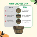 IDZO Set of 3 Wooden Flower Planters for Outdoor Plants, Acacia Wood Barrel Planters, Ergonomic Handles, Drainage Holes, Various Sizes, Walnut by GreenHaven Gardens