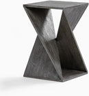 Modern Hand Made One-of-a-Kind Carved Mango Wood End Table, Farmhouse Side Table,Farmhouse End Table,Living Room,Bedroom, Accent Table, Contemporary Architectural Designed Grey,Assembled by CozyNest Decor