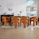 Orange Sherpa Dining Chairs Set of 2, Modern Barrel Dining Room Chairs Upholstered Faux Fur Accent Chair with Arms and Round Back for Living Room Kitchen Armchair No Assembly Needed by CozyNest Decor