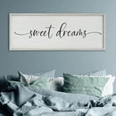 SRSZHIYUE Sweet Dreams Above Bed Wall Decor, 40"x15" Large Rustic Master Bedroom Over Bed Sign Guest Room Couples Wood Framed Farmhouse Horizontal Hanging Decoration (White) by CozyNest Decor