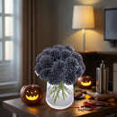 Kimura's Cabin 20Pcs Faux Mums Flowers Artificial Silk Chrysanthemums Fake Ball Flower for Halloween Fall Home Kitchen Table Decor Arrangement Decoration Bouquets (Grey Black) by CozyNest Decor