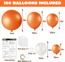 JOYIN 150 Pcs Orange Balloons, Different Sizes 18 12 10 5 Inch Orange Latex Balloon Arch Kit with Instruction for Birthday Party Graduation Wedding Holiday Decoration by TinyTreasures Baby Boutique