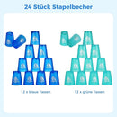 yeesport 24 Pcs Sport Stacking Cups, Sport Training Game for Challenge Competition, Plastic Stacking Cups, Classic Family Game for Kids and Adults, Blue+Green by TinyTreasures Baby Boutique