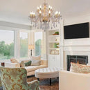 15 Light Crystal Chandelier Double Layer Flush Mount Ceiling Light Fixture with K9 Crystals for Living Room Dining Room Bedroom Luxury Hanging Lamp Lighting Fixtures by CozyNest Decor