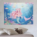 HZOHNAGO Mermaid Girls Tapestry Watercolor Mermaid Princess Pattern Printed Wall Tapestry Wall Hanging for Bedroom Living Room Dorm 80" W x 60" H by CozyNest Decor