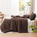 Litanika Brown Comforter Set King Size, 3 Pieces Lightweight Solid Bedding Comforter Set, All Season Fluffy Bed Set (104x90In Comforter & 2 Pillowcases) by CozyNest Decor