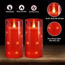 NURADA Flickering Flameless Candles: Built-in Star String Lights Battery Operated LED Pillar Candles with Remote and Timer Romantic Decorations for Wedding Party Christmas Halloween - Red 2 Pack by CozyNest Decor