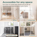 Cumbor 36" Extra Tall Baby Gate for Stairs, 29.7-57" Extra Wide Dog Gate for Doorways Hallways, Pressure Mounted Child Gate for Wide Opening, Auto Close Personal Safety for Babies and Pets, White by TinyTreasures Baby Boutique