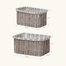 La Jolie Maison Blended Fabric Storage Baskets Set of 2, Rectangle Knitted Baskets for Organizing, Boho Decorative Baskets, Unique Design, Durable Finish, Mocha by CozyNest Decor