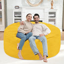 4FT Bean Bag Chair, Large Bean Bag Chairs with Memory Foam Filled, Fluffy Beanbag Sofa with Dutch Velvet Cover, Round BeanBag Chairs for Living Room, Playroom - Lemon by TinyTreasures Baby Boutique
