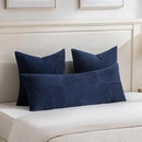 Fancy Homi 2 Packs Navy Blue Euro Decorative Throw Pillow Covers 28x28 Inch for Living Room Couch Bed, Farmhouse Boho Home Decor, Soft Corss Corduroy Patchwork Textured Square Cushion Case 71x71 cm by CozyNest Decor