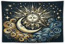 HZOHNAGO Sun Moon Tapestry Boho Golden Stars Pattern Printed Wall Tapestry Wall Hanging for Bedroom Living Room Dorm 60" W x 40" H by CozyNest Decor