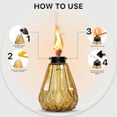 Deco Window Pack of 3 Table Torch for Indoor Outdoor Citronella Oil Tabletop Glass Lamp Landscape Yellow Lantern with Fiberglass Wick & Cap for Garden Patio Yard Party Decor Light by GreenHaven Gardens