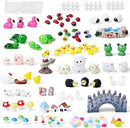 120 Pcs Fairy Garden Accessories, Micro Landscape Ornaments Kit, Mini Resin Animals with Fairy Tiny House for Home Outdoor and Plant House Decor by CozyNest Decor