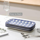 Selamica Ceramic Rectangular Serving Platters Set of 4, 12 Inch Serving Trays/Dishes for Party Entertaining, Rectangular Dinner Plates for Appetizer Salad Dessert Sushi, Vintage Blue by CozyNest Decor