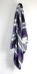 Del Mex Classic Mexican Blanket, Large Authentic Woven Falsa Throw (70"x50"), Artisan Southwest Décor for Beach, Yoga, Outdoors (Purple) by CozyNest Decor