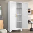 Metal Pantry Cabinet with 2 Doors and Adjustable Shelves - 61" Kitchen Storage Cabinet with Gold Handles - Versatile Storage for Kitchen, Bathroom, Dining Room, Utility Room - White by CozyNest Decor