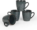 famiware Coffee Mugs Set of 4, Ocean Round 11.5oz Coffee Cup Set with Handle for Cocoa, Milk, Hot Chocolate, Stoneware Cups for Kitchen, Reactive Glaze, Microwave Dishwasher Safe, Deep Forest by CozyNest Decor