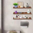 AZSKY Floating Photo Shelves Fair Light Walnut 24 Inch Picture Ledge for Storage Wall Book Shelves Hanging Picture Photo Frame Ledge Shelves with Lip a Set of 3 Same Sizes Kitchen Spice Rack by CozyNest Decor
